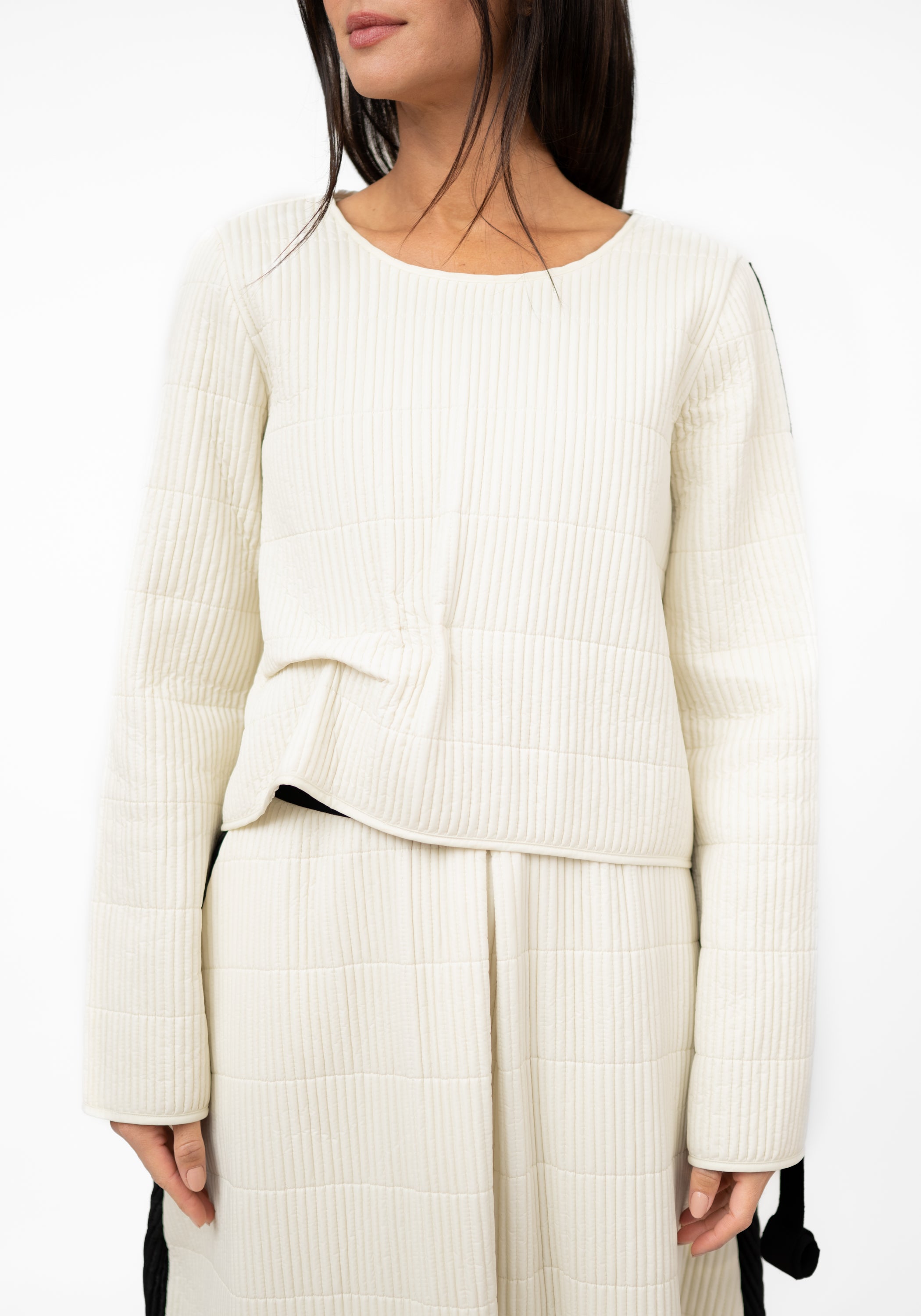Asymmetric Quilted Gather Detail Top
