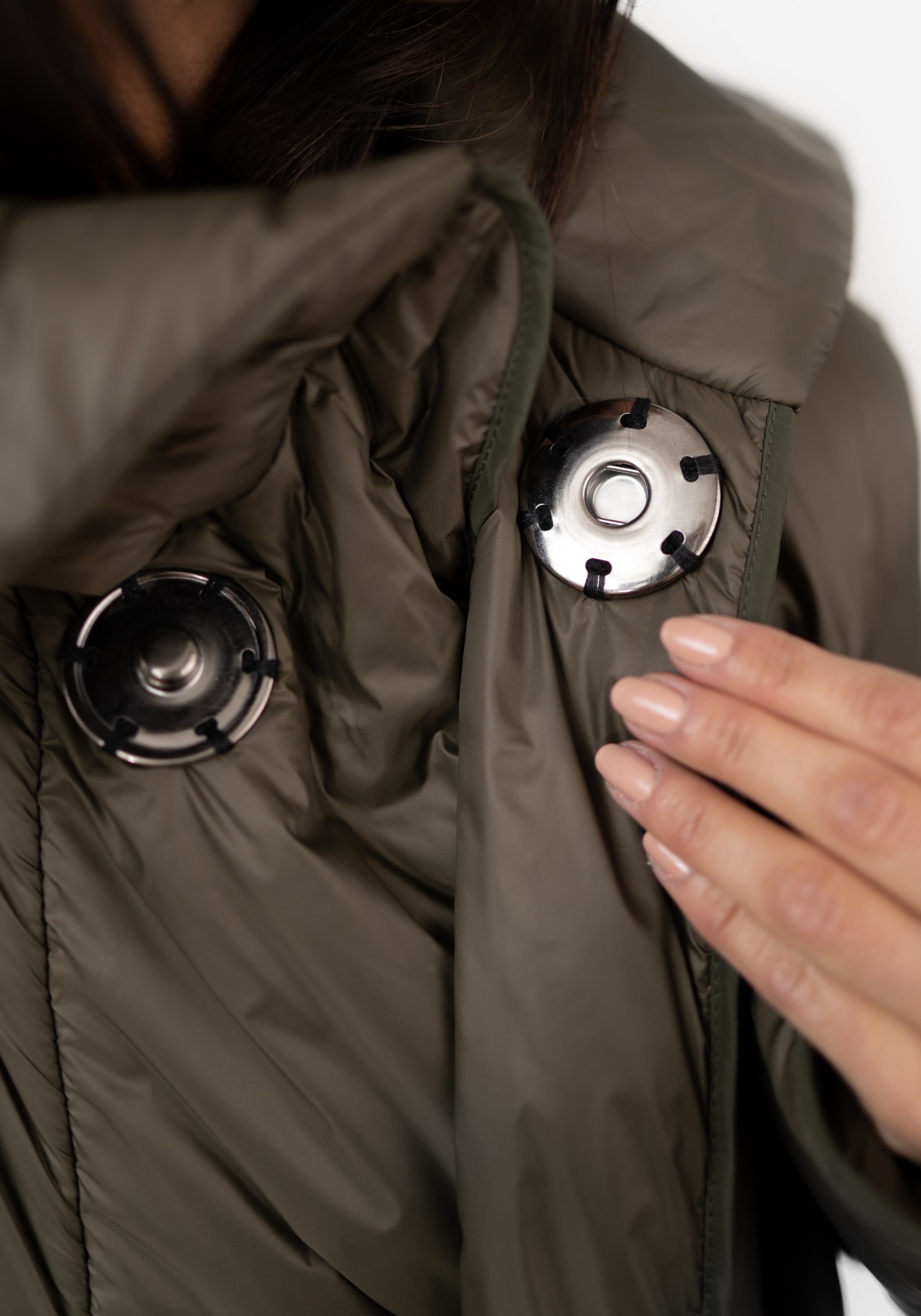 Oversized Snap Neck Padded Maxi Jacket