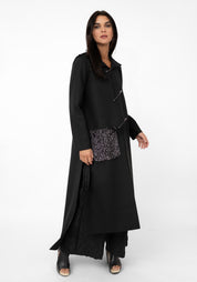 Transformable Pocket Detail Felt Maxi Coat