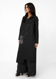 Transformable Pocket Detail Felt Maxi Coat