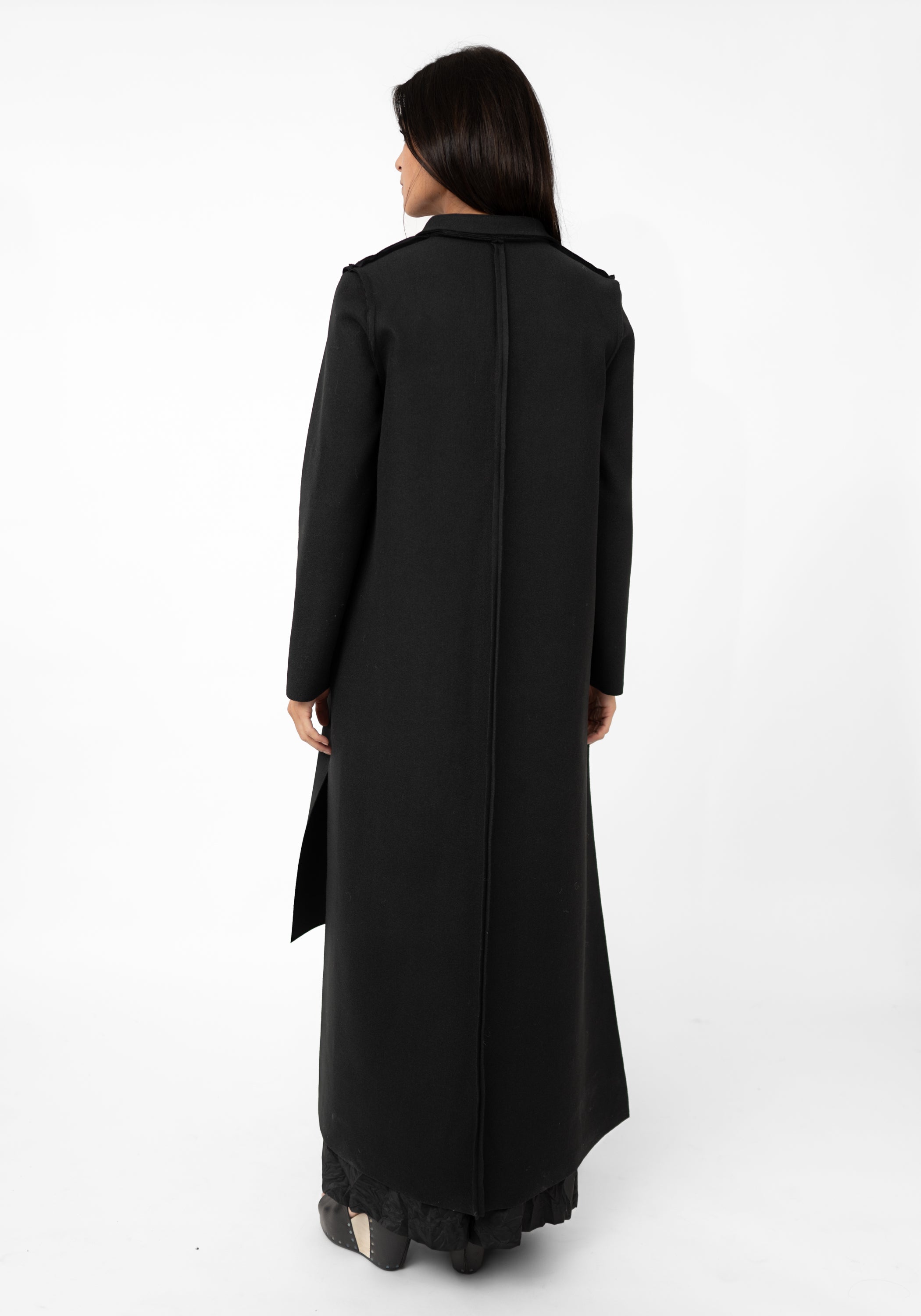 Transformable Pocket Detail Felt Maxi Coat
