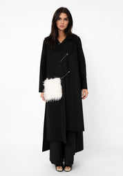Transformable Pocket Detail Felt Maxi Coat