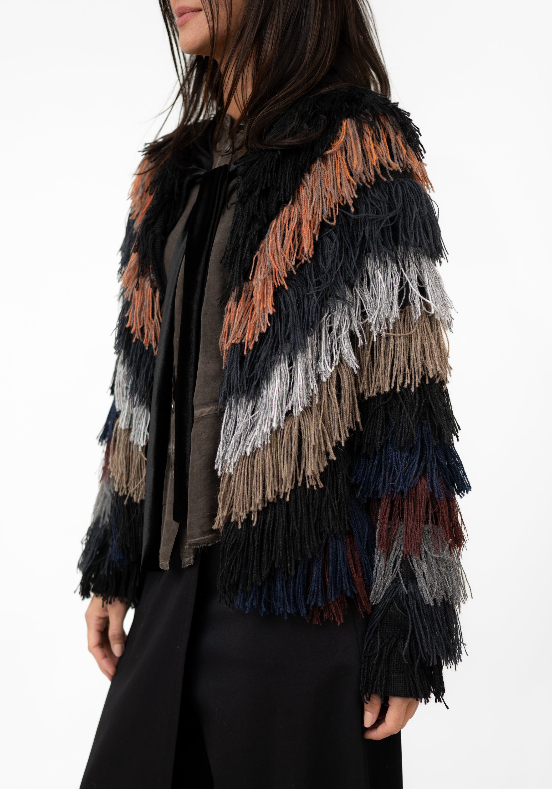 Cascading Colors Fringed Jacket