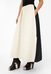Quilted Contrast Panel Maxi Skirt