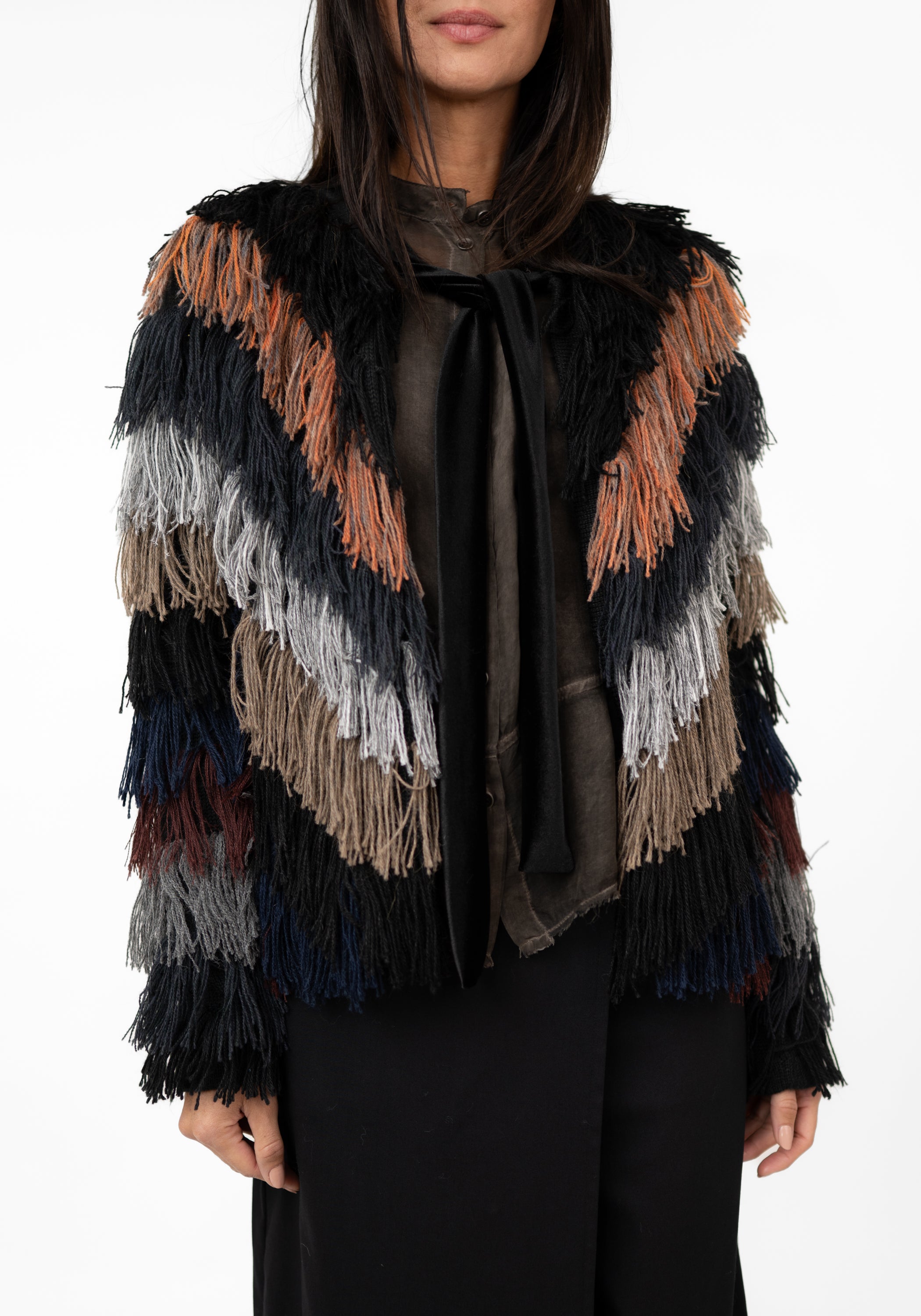Cascading Colors Fringed Jacket