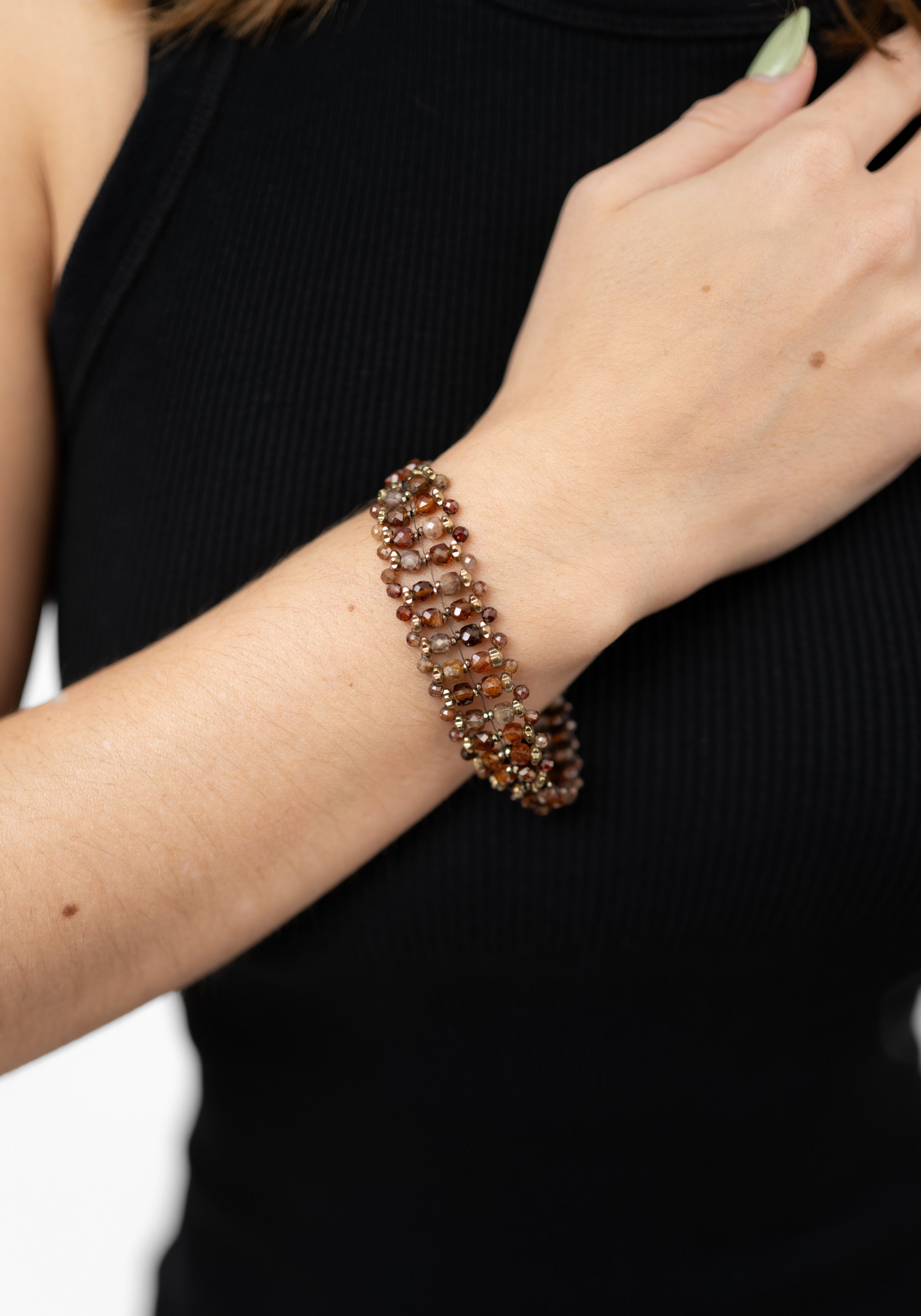 Brown Zircon Beaded Bracelet