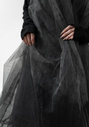 Oversized Hooded Tulle Vest