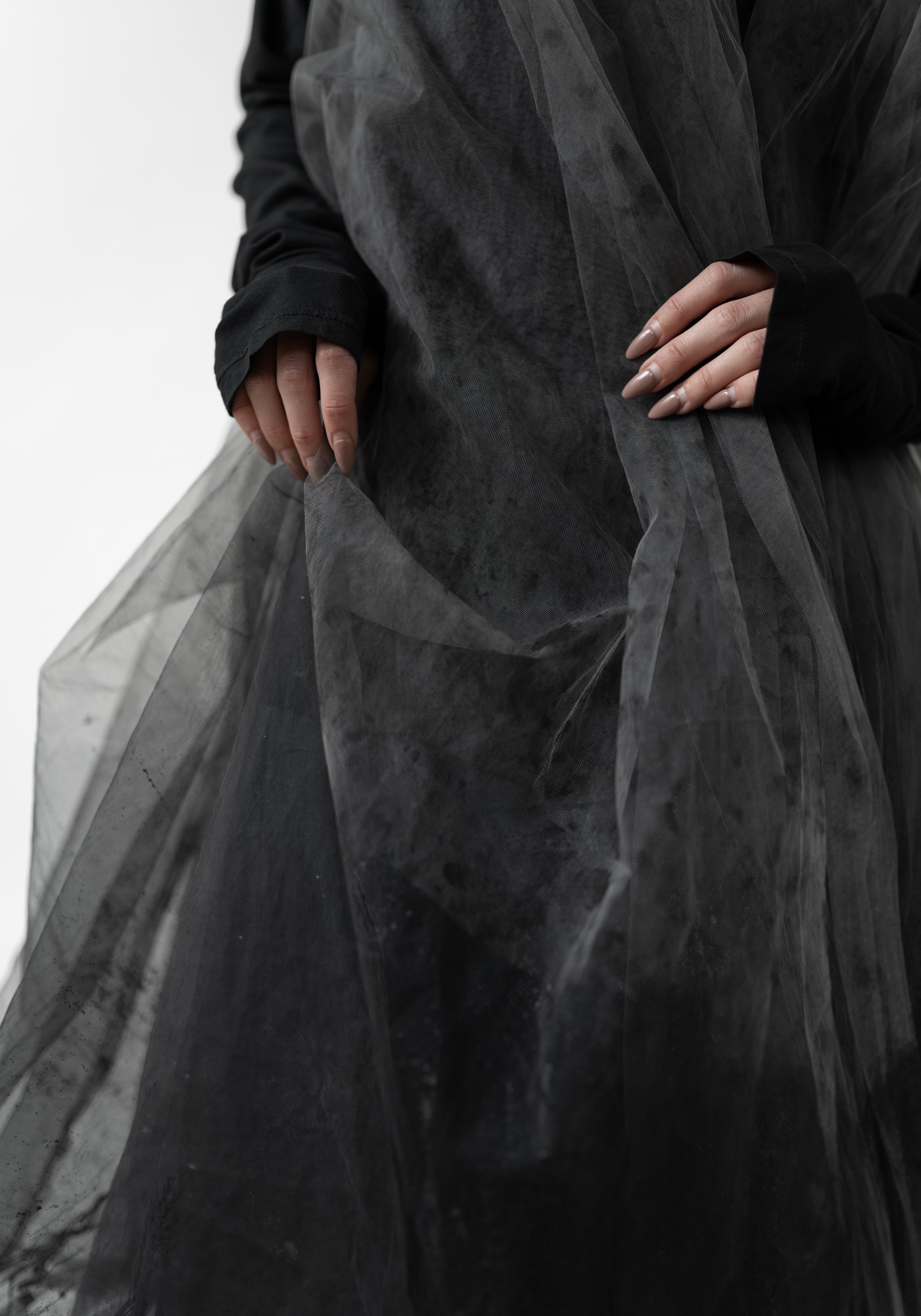 Oversized Hooded Tulle Vest