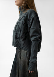 Bina Dolce Hand Painted High Neck Wool and Cashmere Knit Top