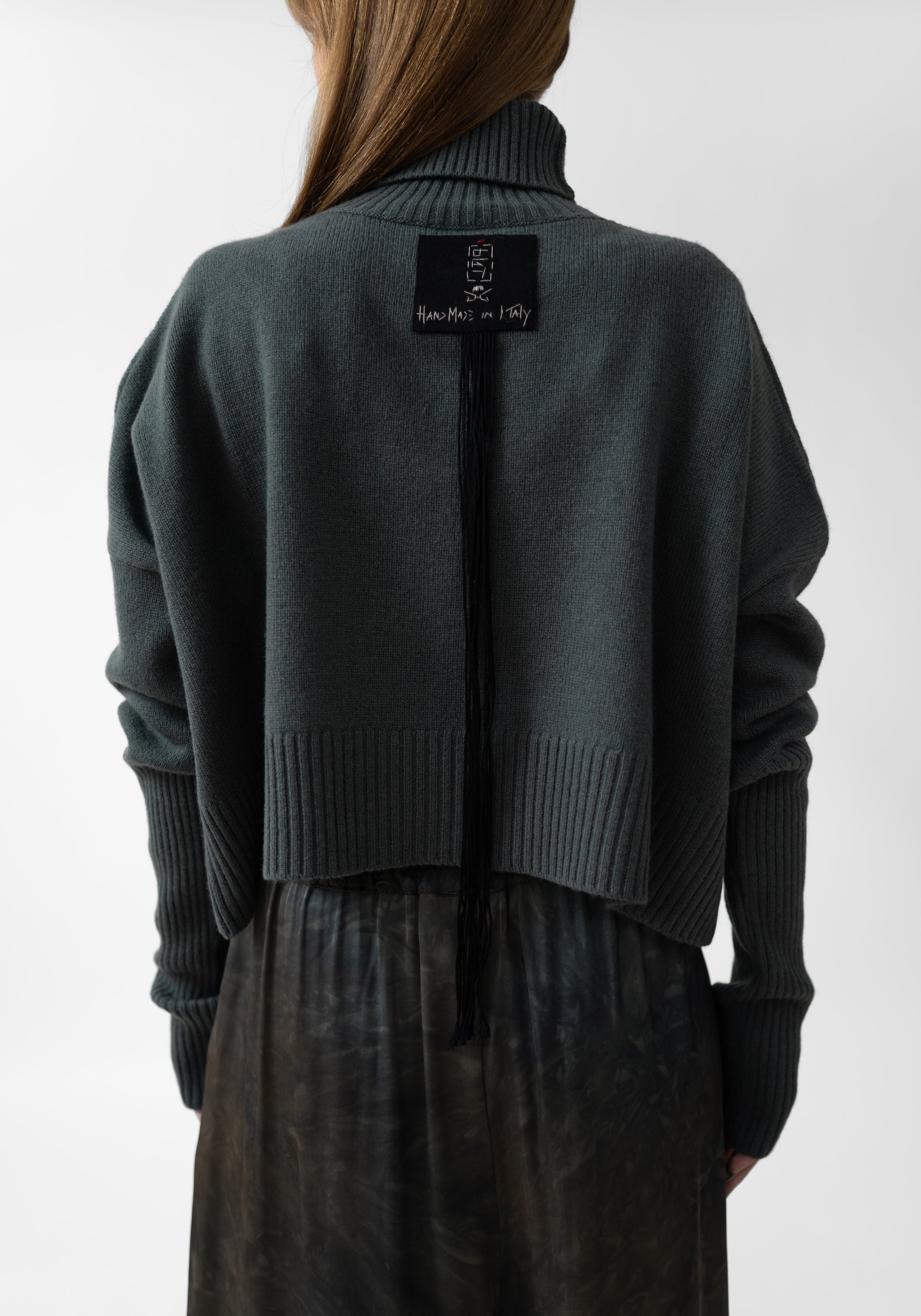 Bina Dolce Hand Painted High Neck Wool and Cashmere Knit Top