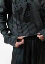 Bina Dolce Hand Painted High Neck Wool and Cashmere Knit Top