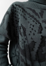 Bina Dolce Hand Painted High Neck Wool and Cashmere Knit Top