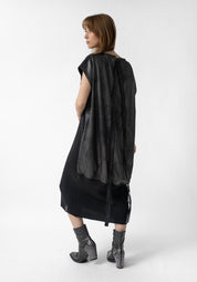 Abito Love Embroidered Wool and Faux Suede Dress