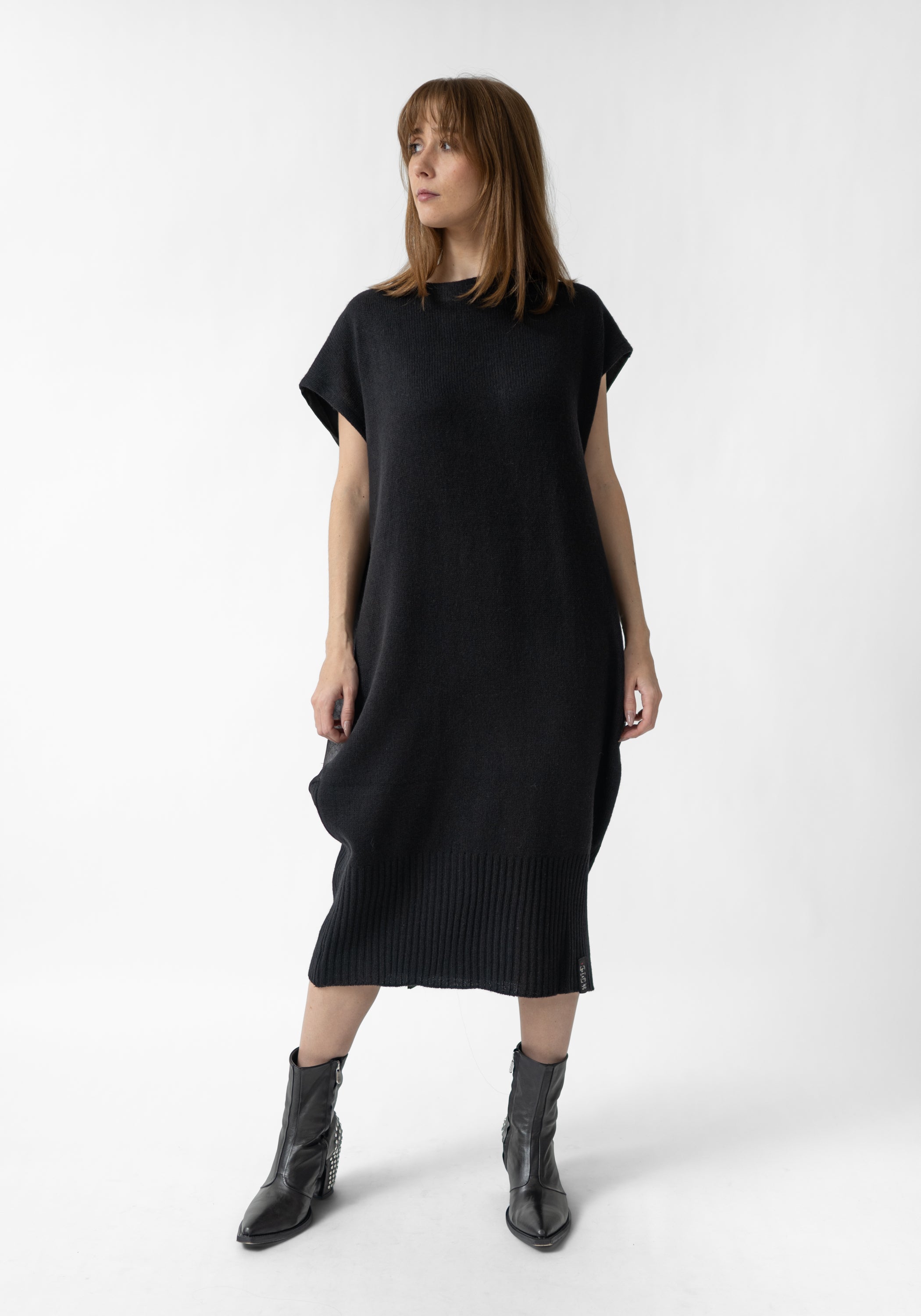 Abito Love Embroidered Wool and Faux Suede Dress