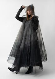 Oversized Hooded Tulle Vest