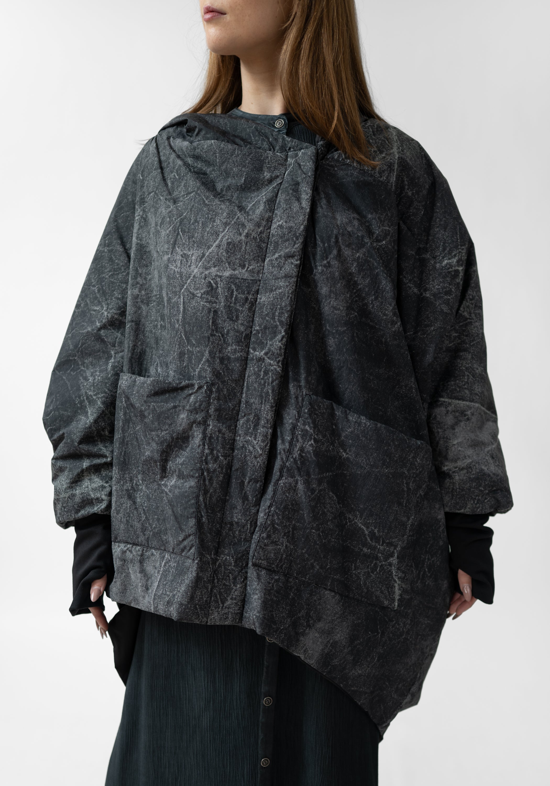 Oversized Asymmetric Padded Hooded Jacket