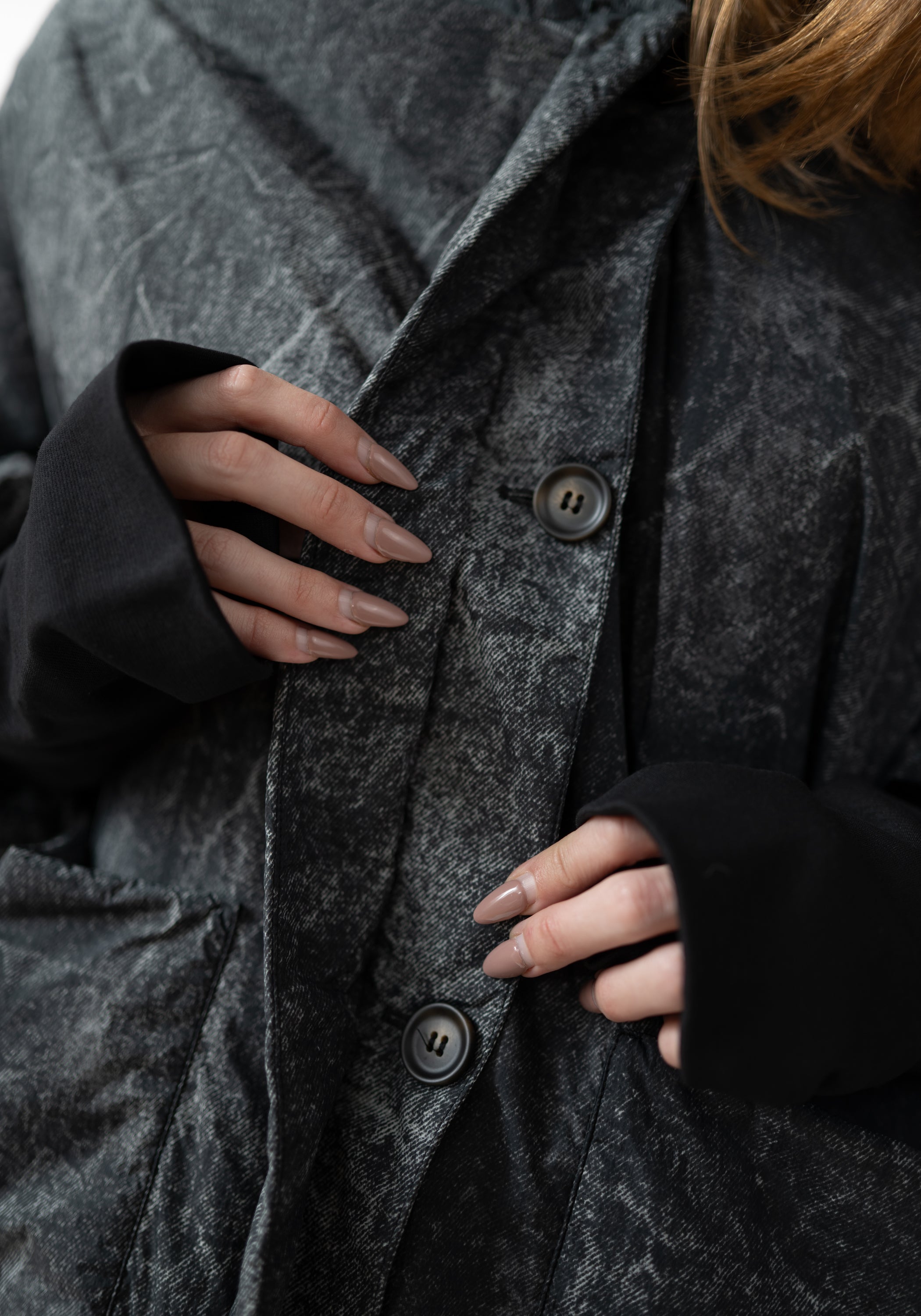 Oversized Asymmetric Padded Hooded Jacket