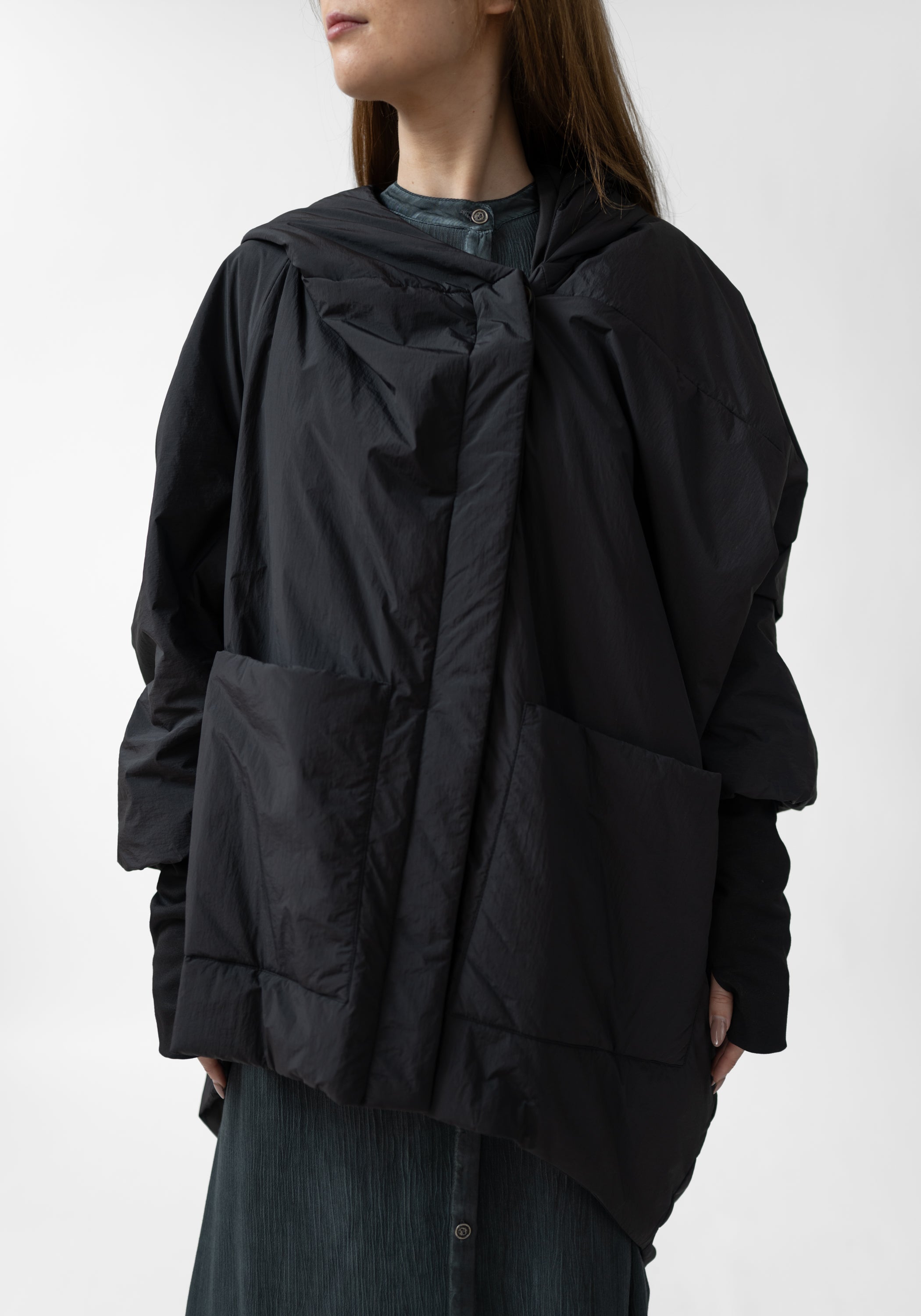 Oversized Asymmetric Padded Hooded Jacket
