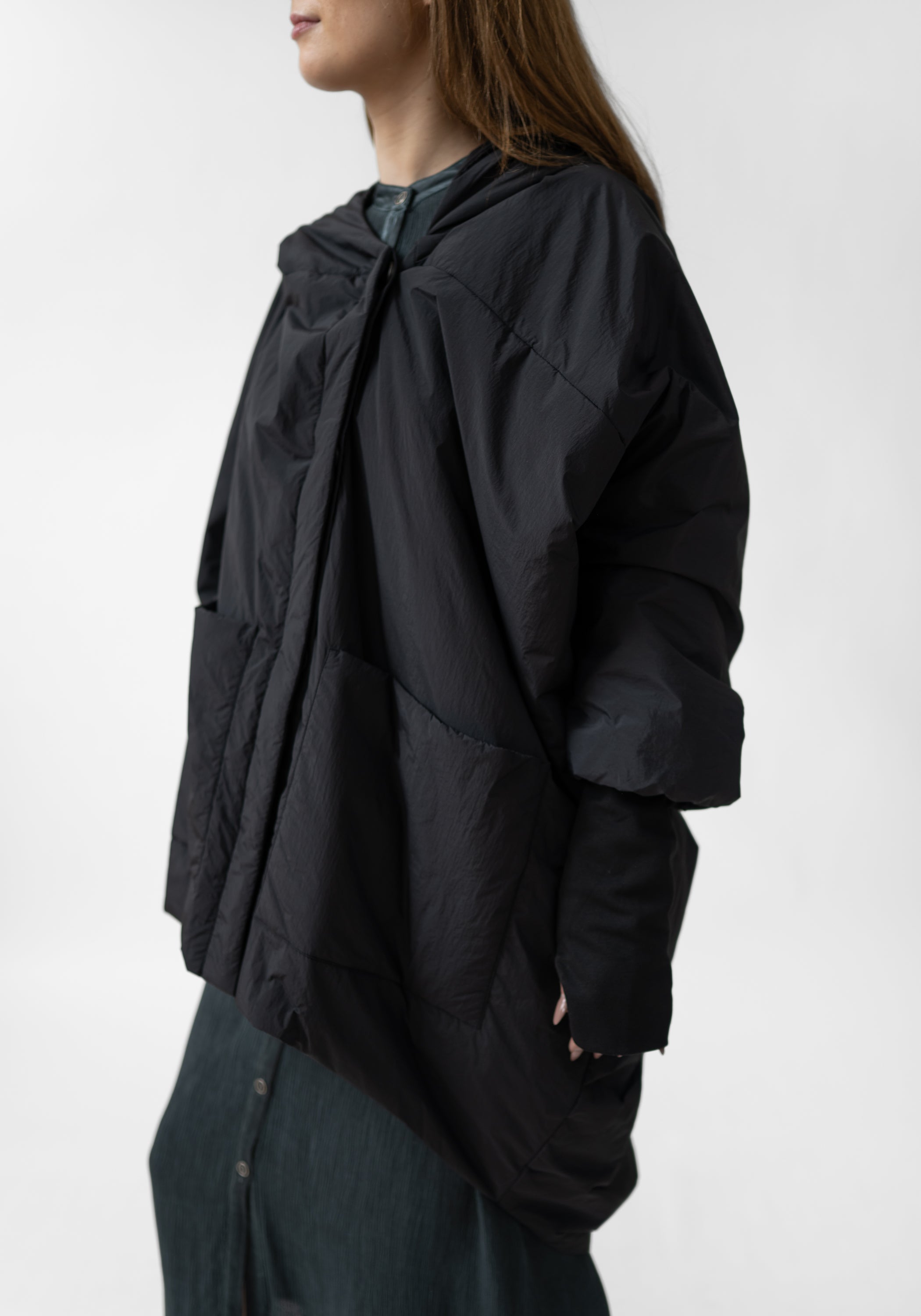 Oversized Asymmetric Padded Hooded Jacket