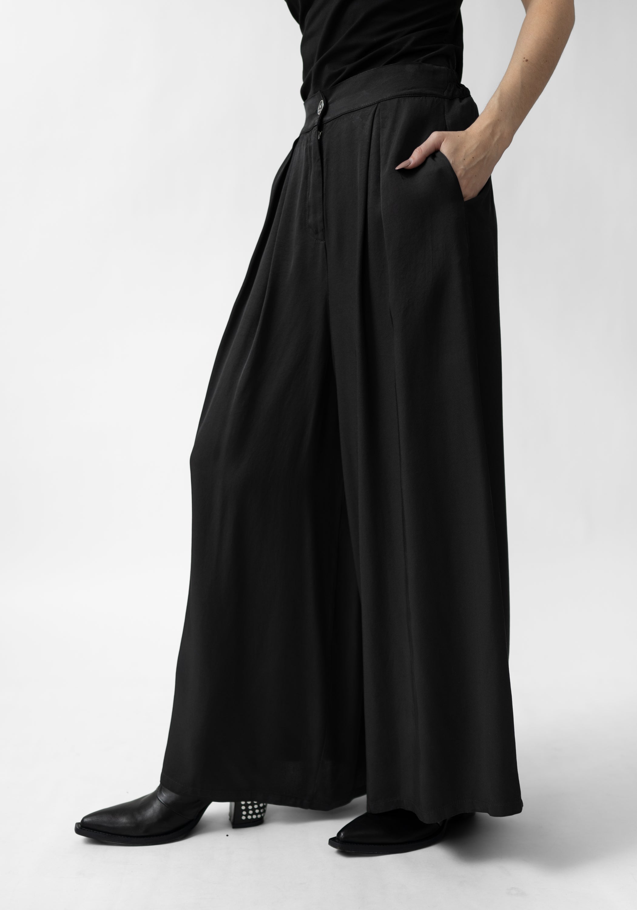 Wide Leg Pleat Waist Pants - December Thieves
