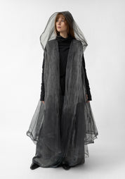 Oversized Hooded Tulle Vest
