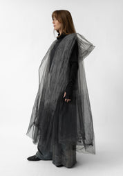 Oversized Hooded Tulle Vest