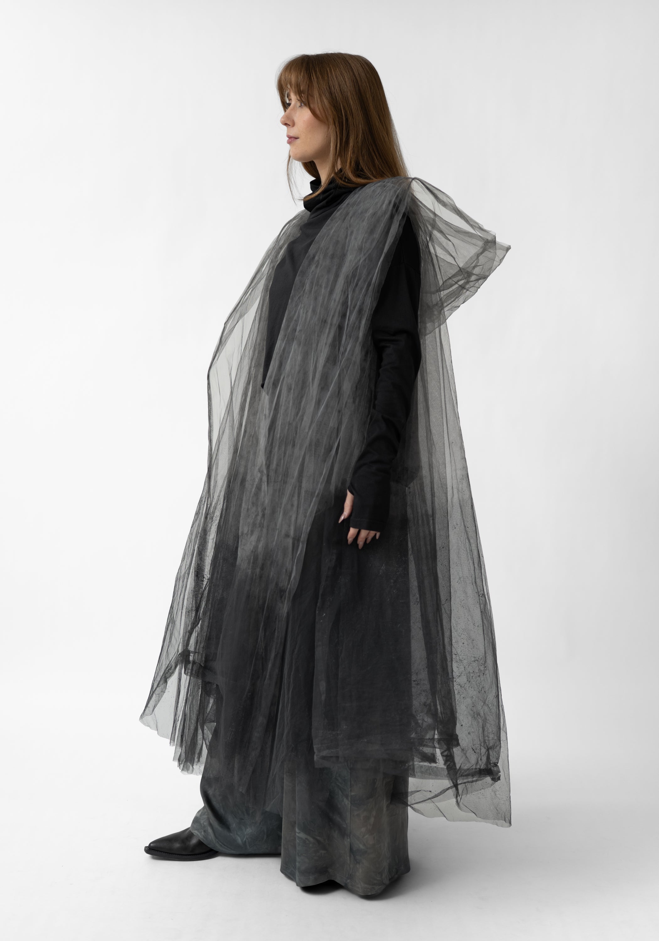 Oversized Hooded Tulle Vest