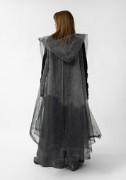 Oversized Hooded Tulle Vest