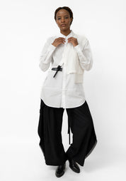 Asymmetric Double Layer Blouse with Buckle Detail