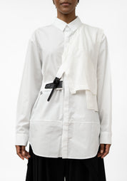 Asymmetric Double Layer Blouse with Buckle Detail