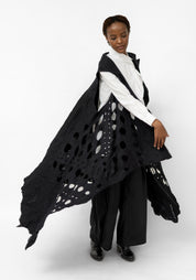 Perforated Felted Wool Maxi Vest