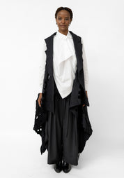 Perforated Felted Wool Maxi Vest