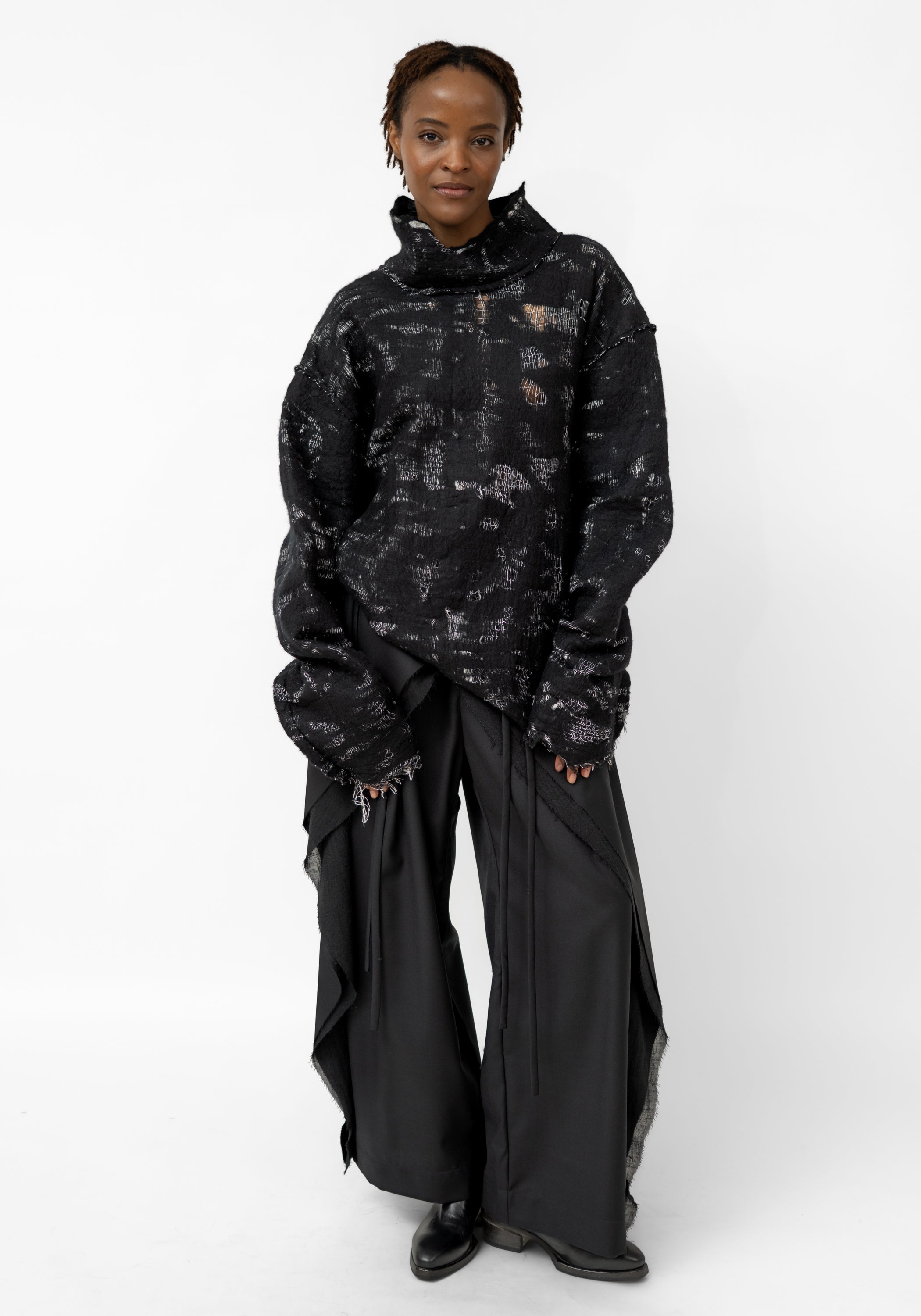 Layered Felted Wool Sweatshirt