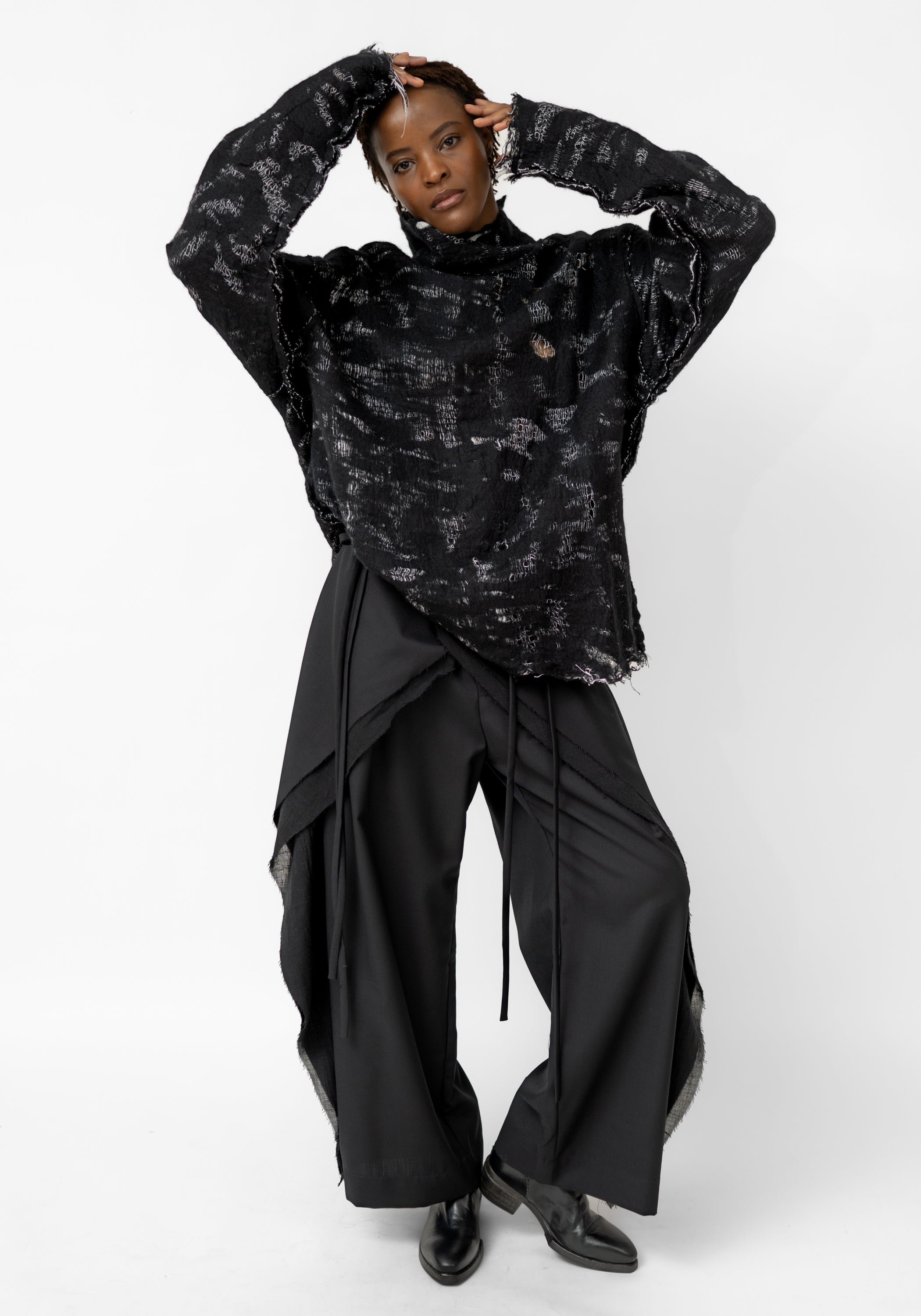 Layered Felted Wool Sweatshirt