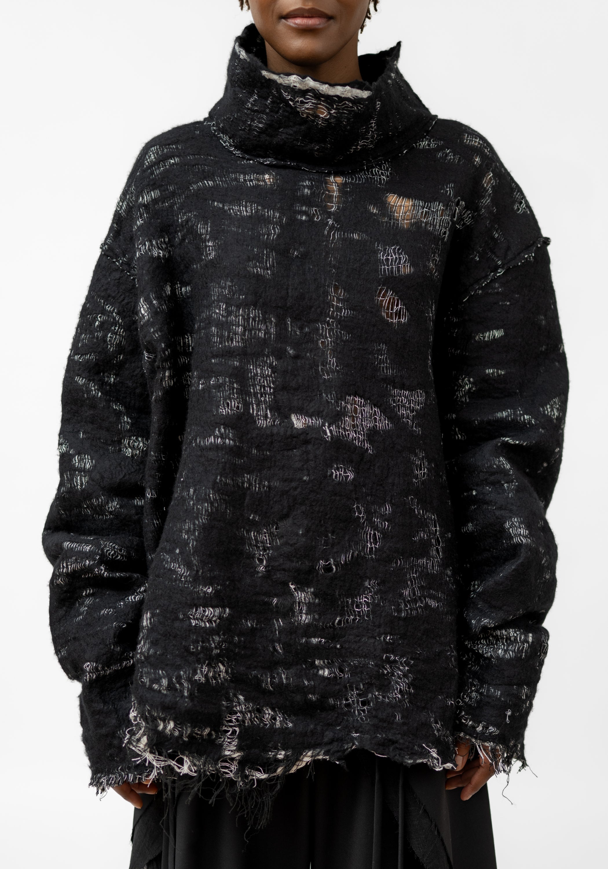 Layered Felted Wool Sweatshirt