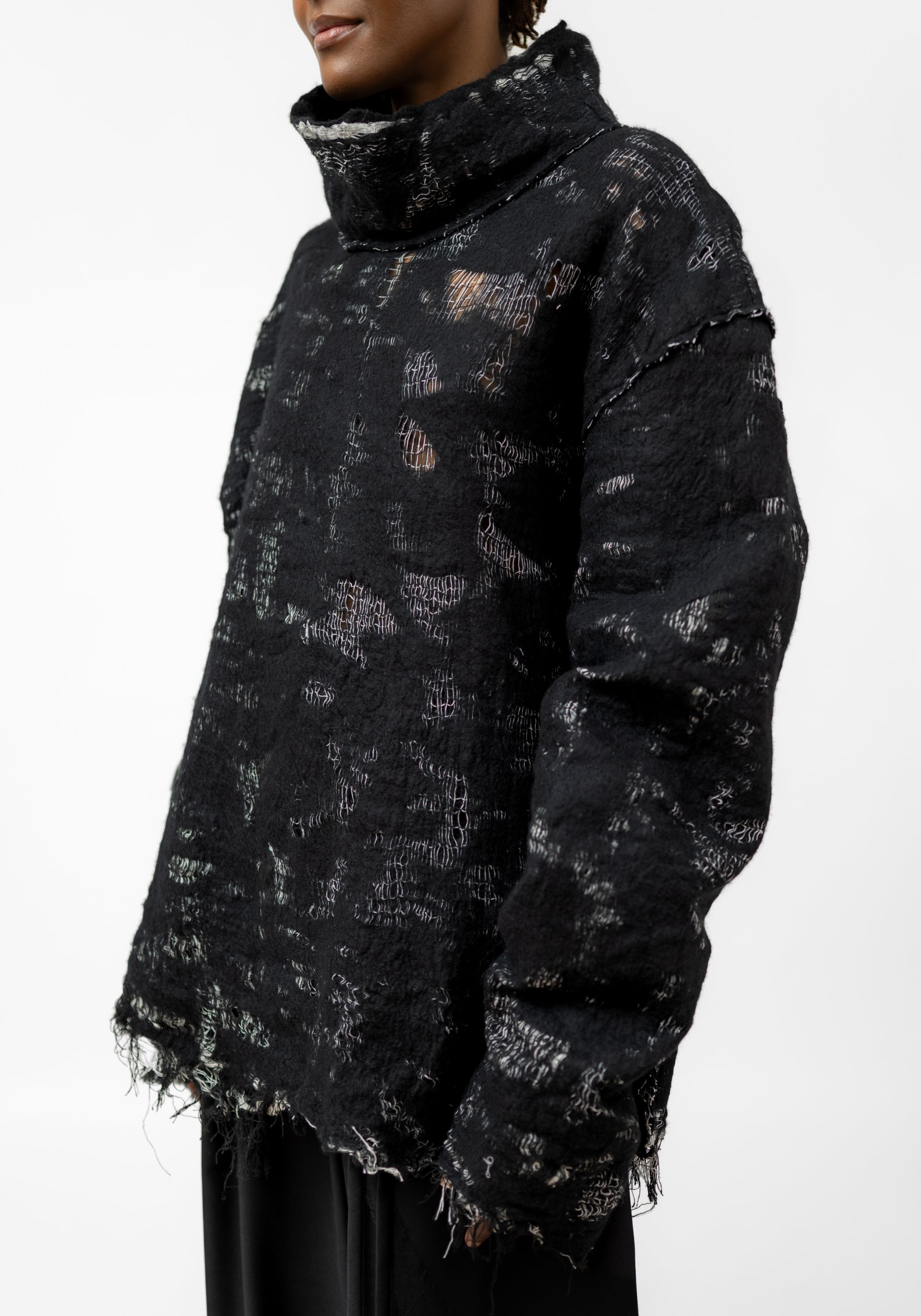 Layered Felted Wool Sweatshirt