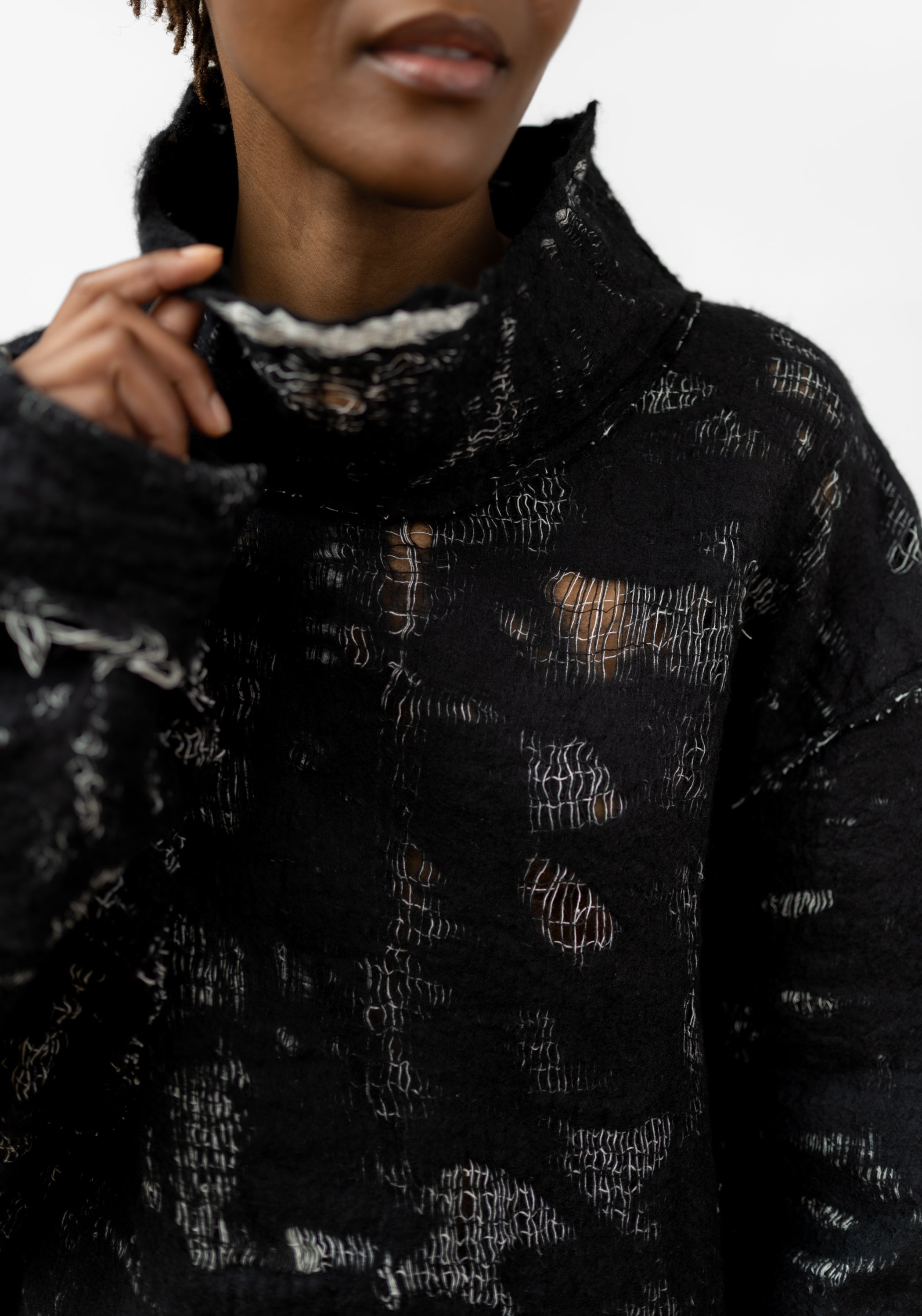 Layered Felted Wool Sweatshirt