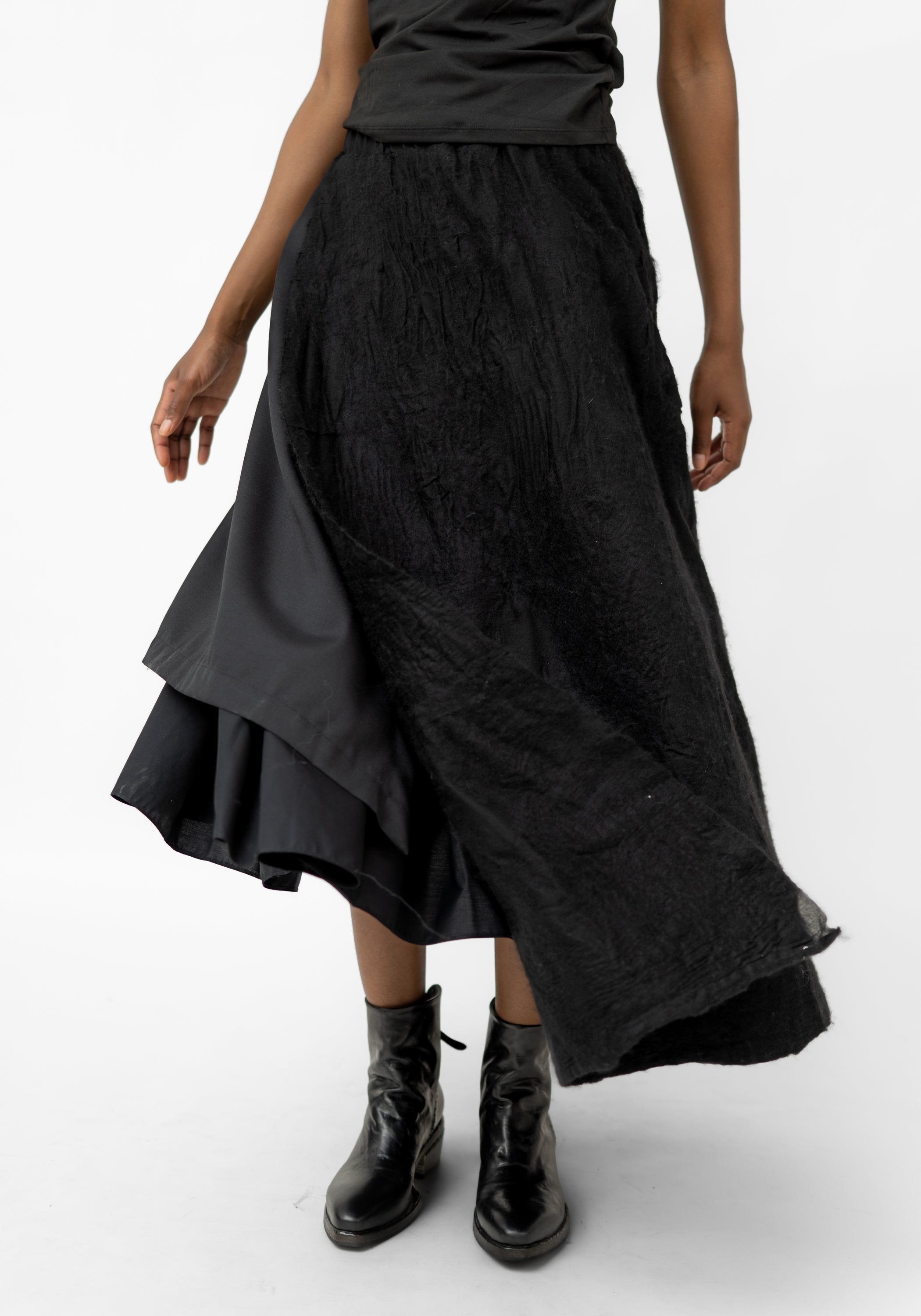 Felted Wool Asymmetrical Skirt