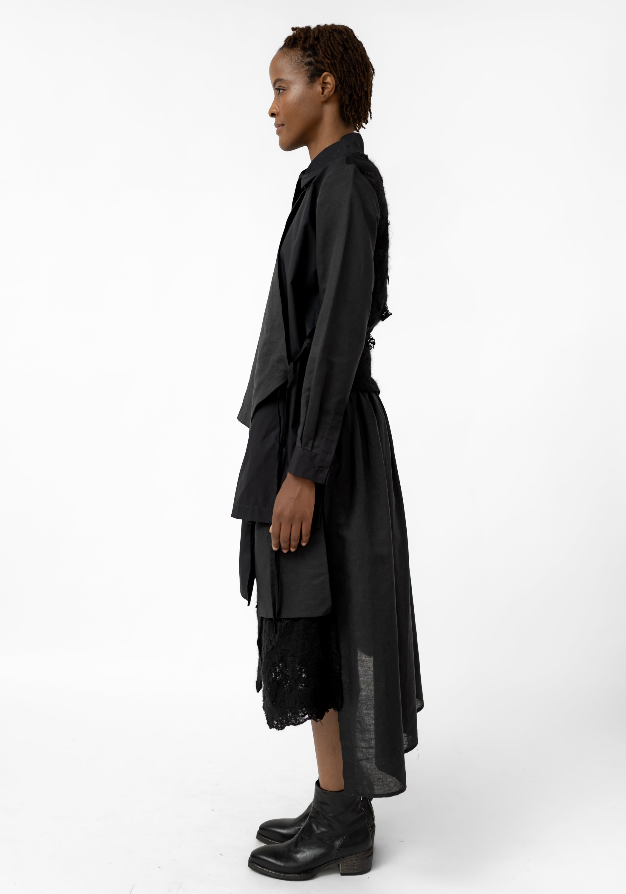 Felted Wool and Cotton Layered Shirt Dress