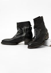 51450 Squared Off Toe Black Leather Bootie - December Thieves