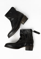51450 Squared Off Toe Black Leather Bootie - December Thieves