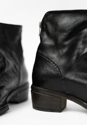 51450 Squared Off Toe Black Leather Bootie - December Thieves