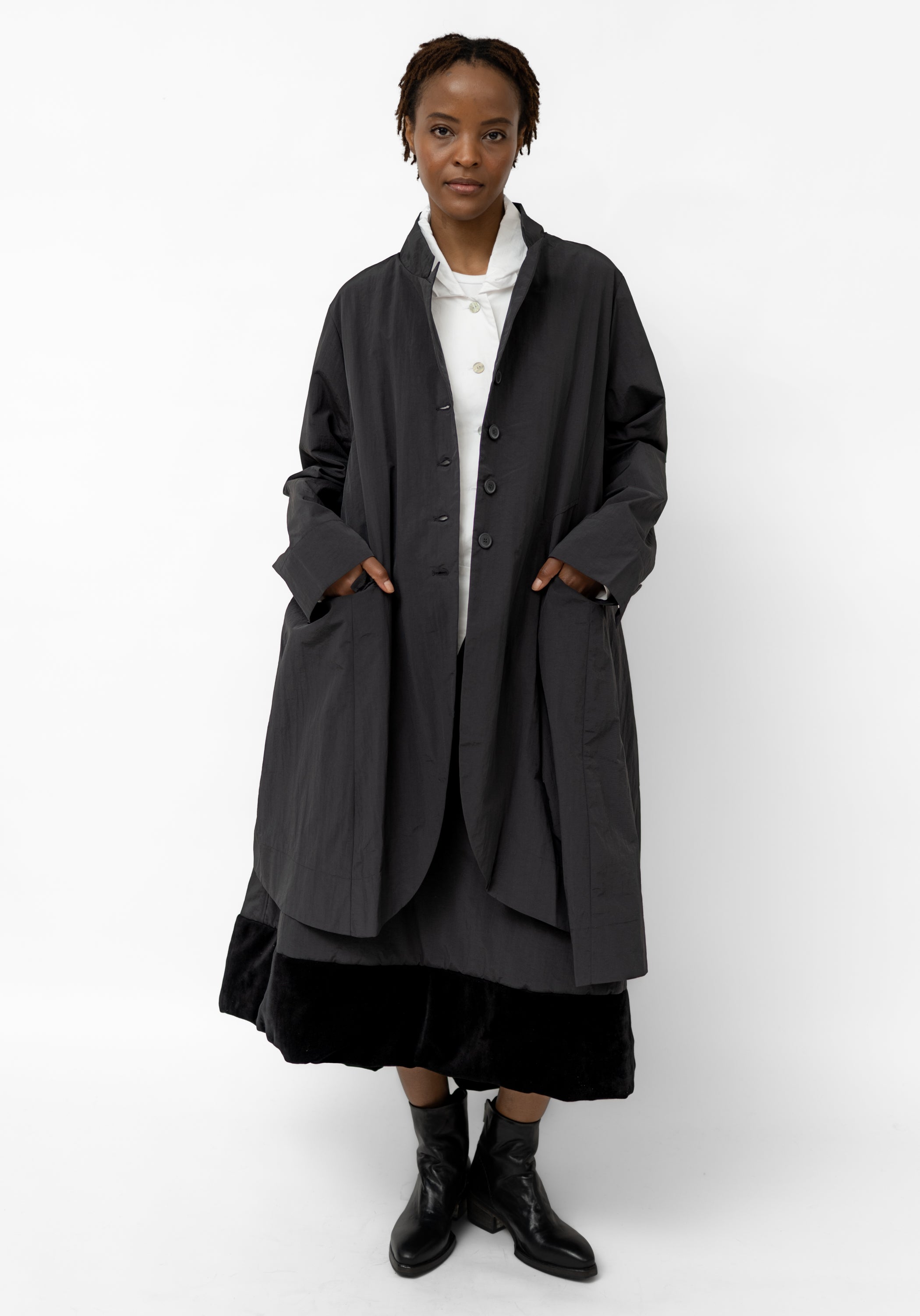 Oversized A-Line Paneled Jacket