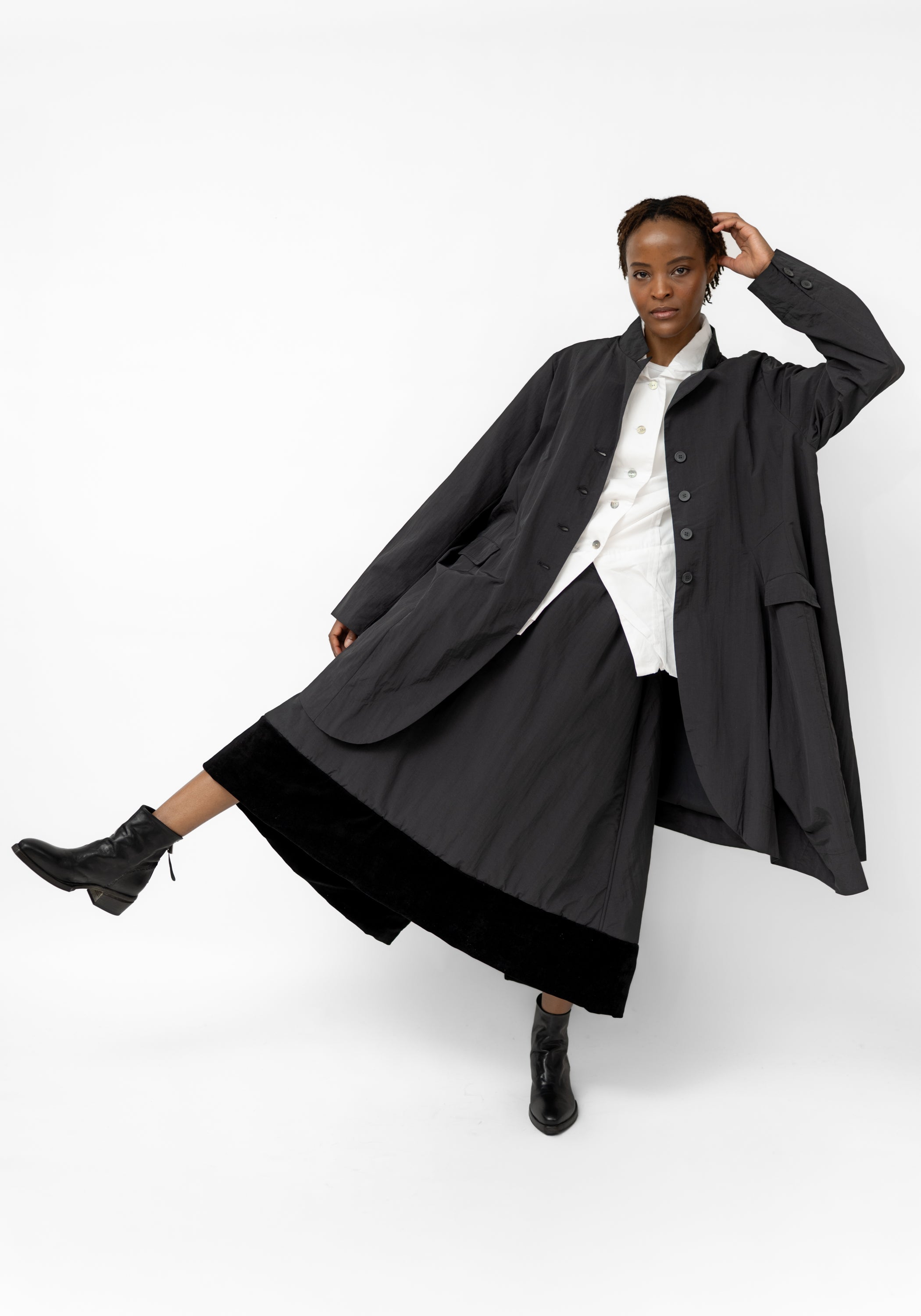 Oversized A-Line Paneled Jacket