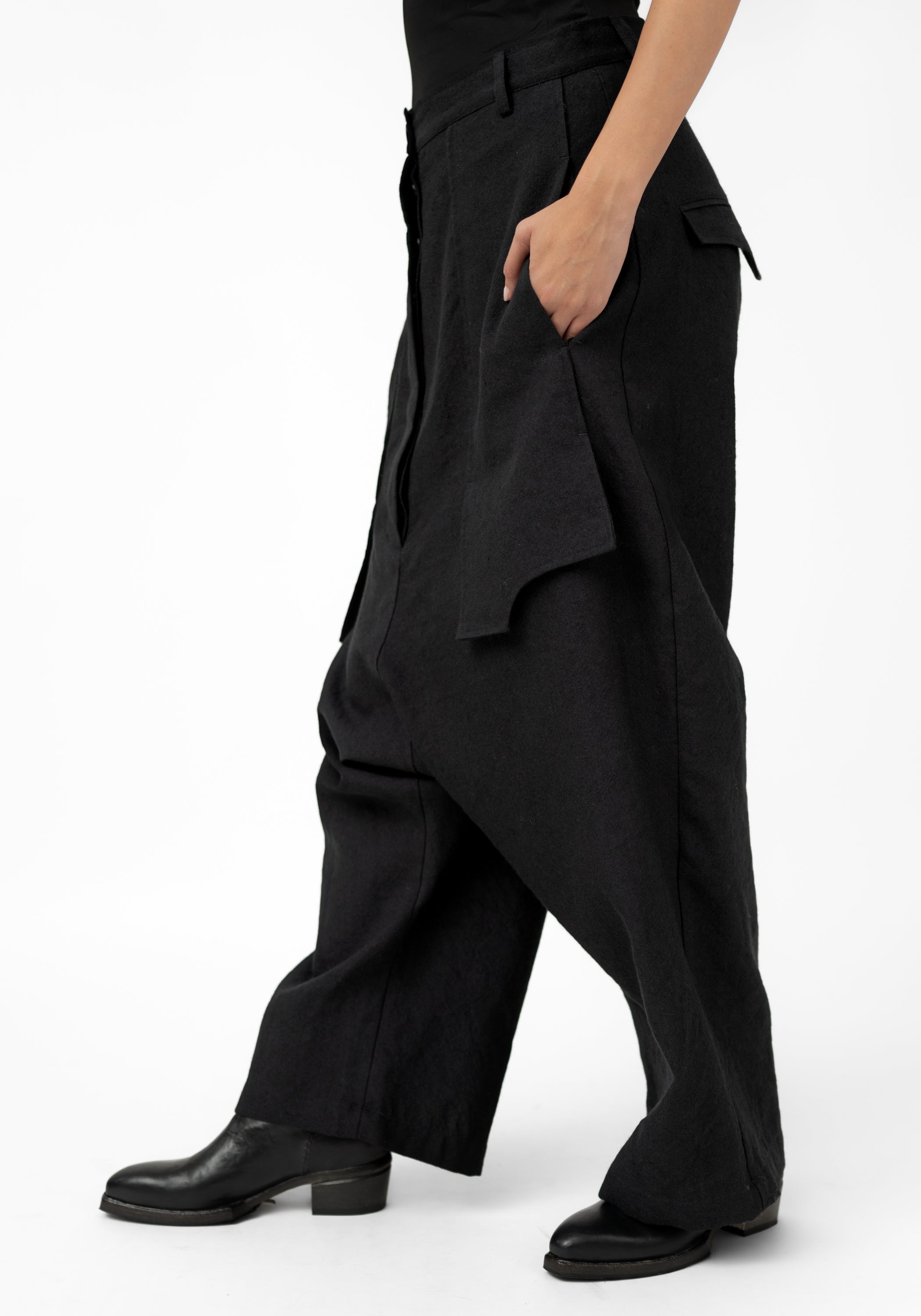 Extreme Pocket Detail Drop Seat Wool Blend Pants