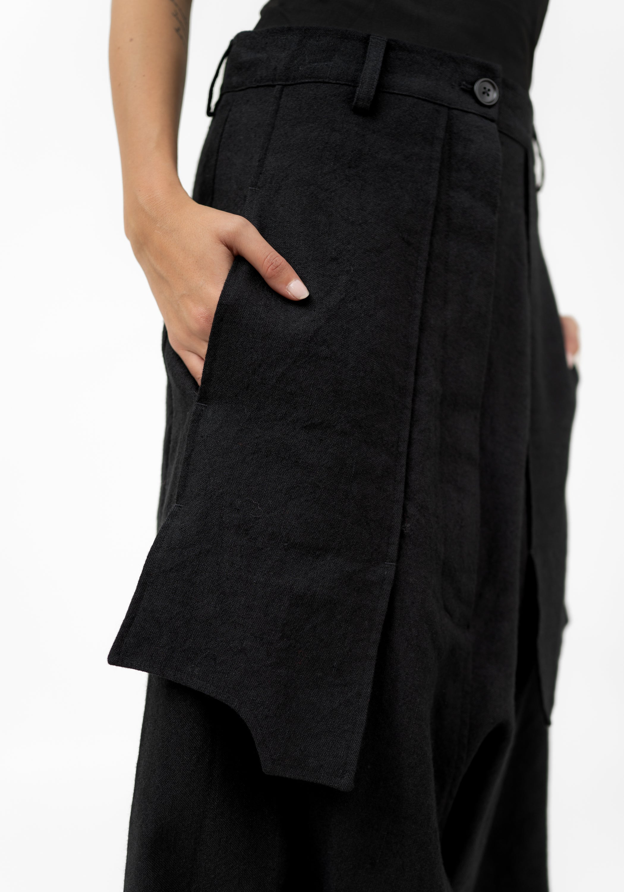 Extreme Pocket Detail Drop Seat Wool Blend Pants