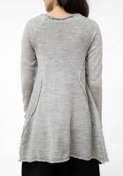 Distressed Patch Detail Knit Wool Pullover