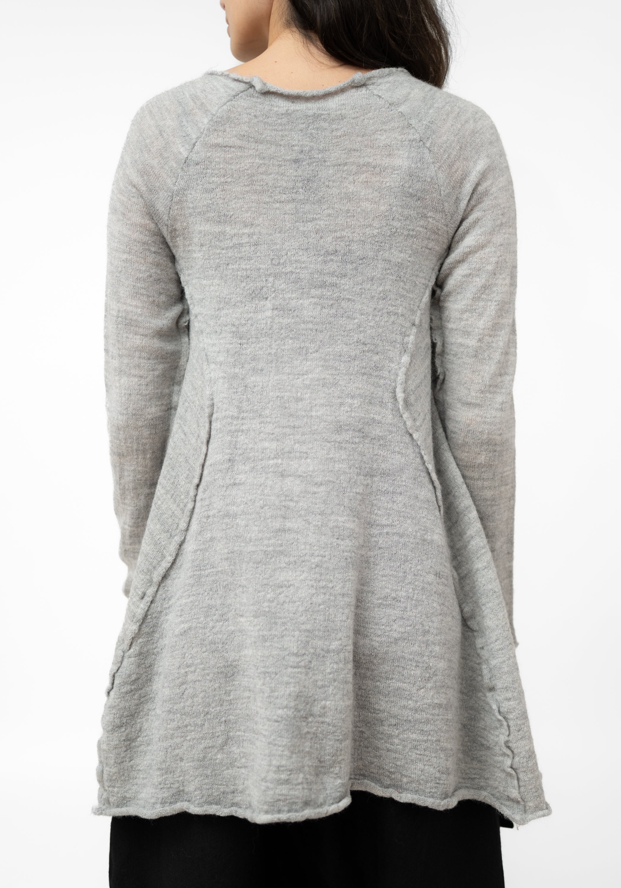 Distressed Patch Detail Knit Wool Pullover