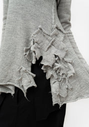 Distressed Patch Detail Knit Wool Pullover