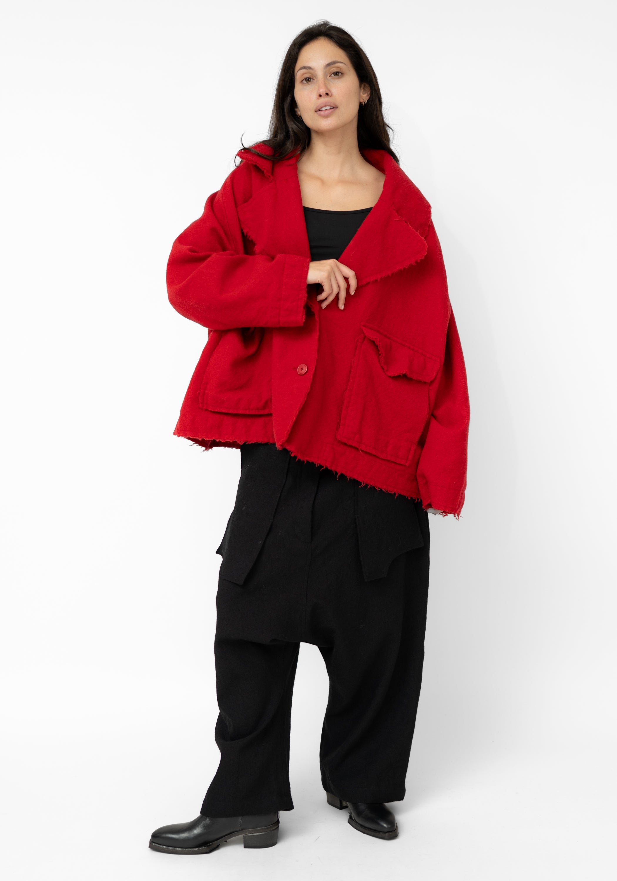 Oversized Drop Shoulder Wool Blend Jacket